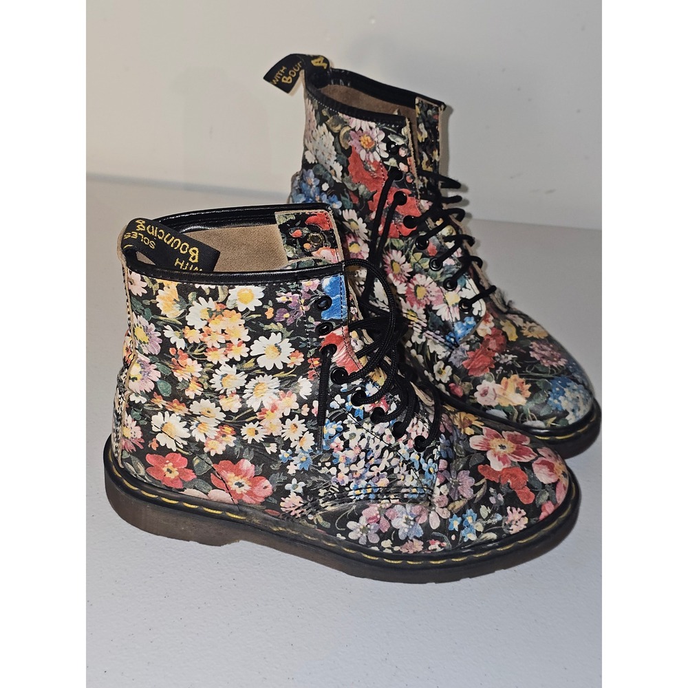 Vintage 90s Dr Martens 1460 Sienna Miller Floral Boots Made In England US 10